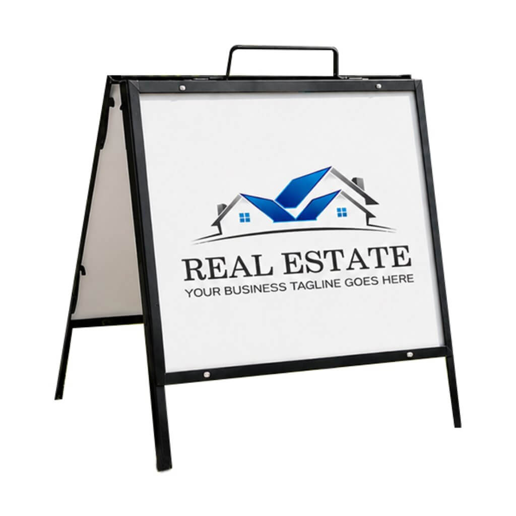 24 x 18 Real Estate Signs, H Frame with Sign Rider, Black