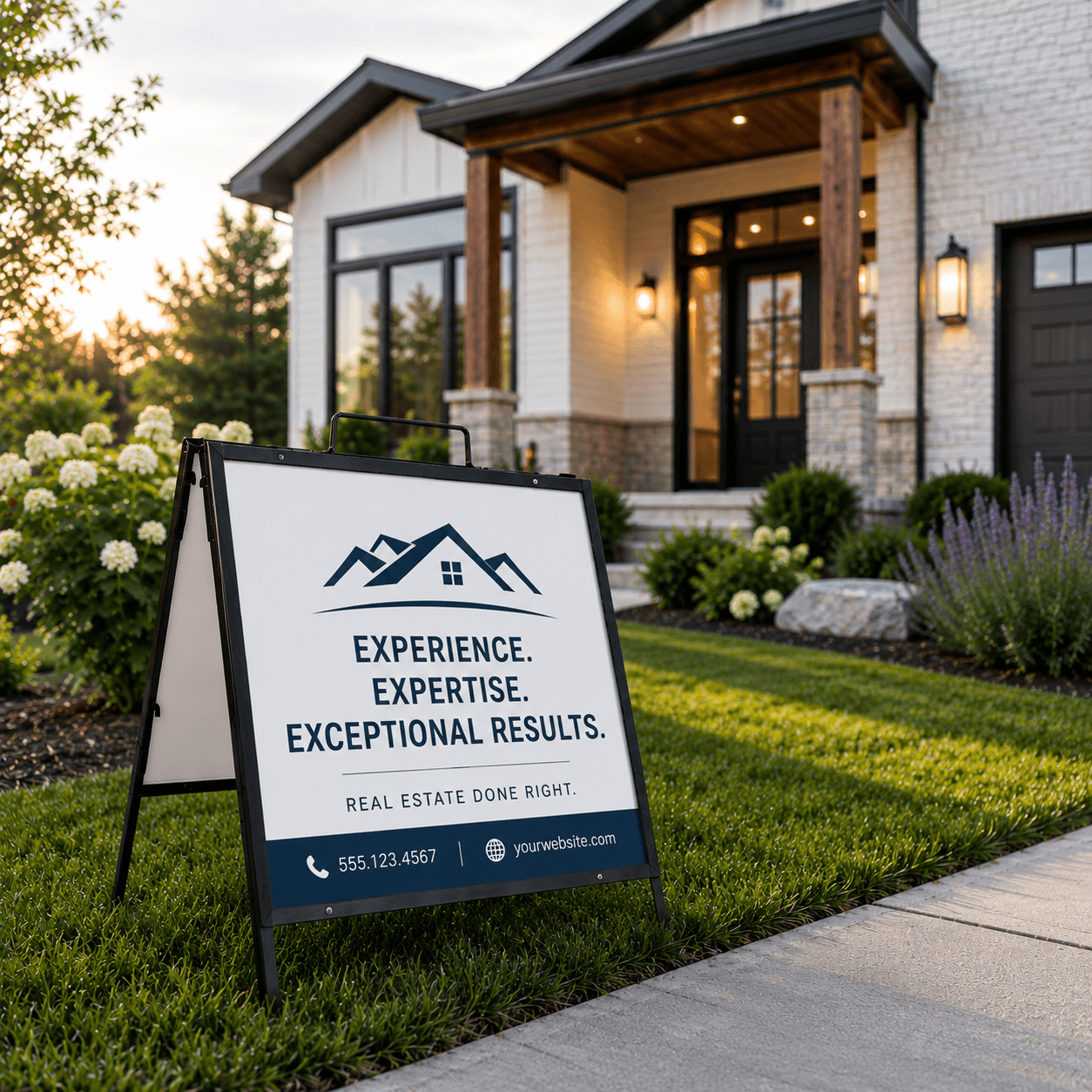 24 x 18 Real Estate Signs, H Frame with Sign Rider, Black